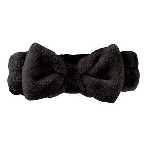 Black‎ Microfiber Plush Bow Headband Makeup Headband